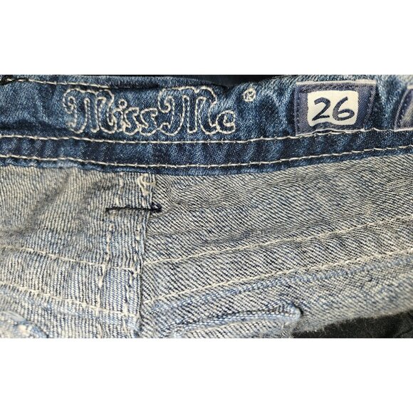 Miss Me Skinny Whiskering Stretch Back Pocket Cross Jeans Women Size 26W x 32L - Picture 12 of 13